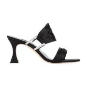 Manolo Blahnik Svart Satin Chinap Sandal Black, Dam