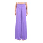 Simona Corsellini Högmidjade palazzo-byxor i flytande satin Purple, Da...