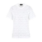 Emporio Armani Vita T-shirts och Polos med Devoré Effekt White, Dam