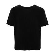 Issey Miyake Svart Veckade T-shirts och Polos Black, Herr