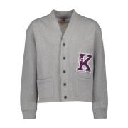 Kenzo Varsity Cardigan med Logo Patches Gray, Herr