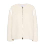 Max Mara Vit Faux-Fur Jacka med Banddetaljer White, Dam