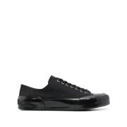 Jil Sander Svart Canvas Sneakers Rund Tå Black, Herr