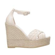 Espadrilles Ivory Korsad Band Plattform Sandaler Beige, Dam