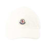 Moncler Sammetkeps med Logo Patch White, Dam