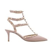 Valentino Garavani Studded Leather Slingback Heels Pink, Dam