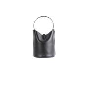 Alaïa Svart Läder Bucket Bag med Ringhandtag Black, Dam