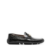 Bally Krokodileffekt Slip-On Skor Black, Herr