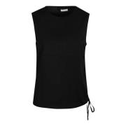 Patrizia Pepe Avslappnad Bomull T-shirt Black, Dam