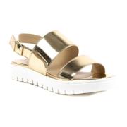 Dee Ocleppo Guld Metallic Läder Sandaler med Klack Yellow, Dam