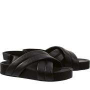 Högl Svarta Casual Öppna Platta Sandaler Black, Dam