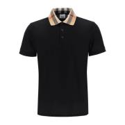 Burberry Check Krage Polo Skjorta Black, Herr