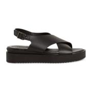 Tamaris Svarta Avslappnade Öppna Platta Sandaler Black, Dam