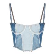 Chiara Ferragni Collection Denim Topp med Hjärtformad Ringning Blue, D...