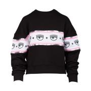 Chiara Ferragni Collection Tricolor Logo Sweatshirt Black, Dam