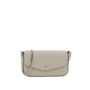 Pourchet Paris Beige Clutch med Kedja Rem Beige, Dam