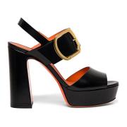 Santoni Chic Läder Högklackad Sandal Black, Dam