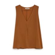 Maliparmi Silke V-ringad Tanktop Beige, Dam