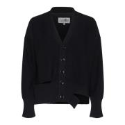 MM6 Maison Margiela Svart kofta i virgin wool-blandning Black, Dam