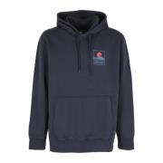 Edwin Fuji Sunset Hoodie Sweatshirt Blue, Herr