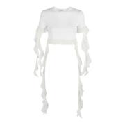 Blumarine Elegant Ruches Blus White, Dam