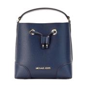 Michael Kors Navy Pebbled Leather Bucket Crossbody Väska Blue, Dam