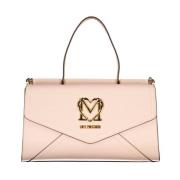 Love Moschino Rosa Polyeten Handväska med Justerbar Rem Pink, Dam