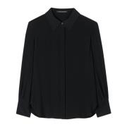 Luisa Cerano Sidenskjorta med Smock-detaljer Black, Dam