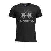 La Martina Svart Bomull Crew Neck T-shirt med Print Black, Herr