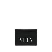 Valentino Garavani Matte Effect Logo Print Wallets Black, Herr