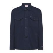 Sun68 Navy Blue Overshirt Work Skjorta Blue, Herr