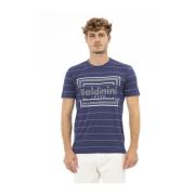 Baldinini Tryckt Bomull T-shirt Blue, Herr