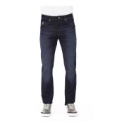 Baldinini Jeans med logoknapp och kontraststickning Blue, Herr