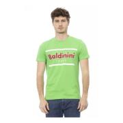 Baldinini Grön Bomull T-shirt Herr Rund Hals Green, Herr