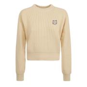 Maison Kitsuné Modig Räv Huvud Patch Tröja Beige, Dam