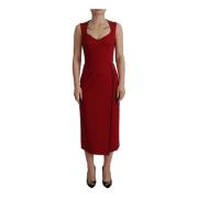 Dolce & Gabbana Röd Midi Bodycon Klänning med Sweetheart Ringning Red,...