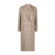 Brunello Cucinelli Beige Cashmere Double-Breasted Coat Beige, Dam