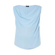 Liu Jo Silk Blandning Draperad Ärmlös Topp Blue, Dam