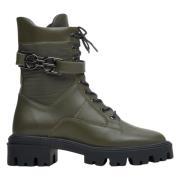 Estro Kvinnors Khaki Äkta Läder Ankelboots med Silverornament Er001135...