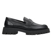 Estro Kvinnors Svarta Läderloafers med en Tjock Sula Er00114647 Black,...