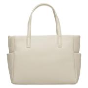 Estro Lyxig Beige Läder Shopper Väska Beige, Dam