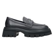 Estro Kvinnors Svarta Läderloafers med Tjock Sula Er00113783 Black, Da...