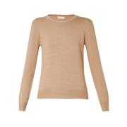 Liu Jo Rundhalsad Pullover med Lurex®-insatser Beige, Dam