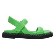 Estro Kvinnors Gröna Läder Platta Sandaler Er00112984 Green, Dam