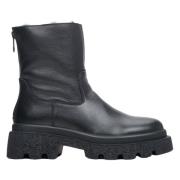 Estro Kvinnors Svarta Läder Ankelboots för Vintern Er00113907 Black, D...