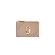 Marc Jacobs Beige Lammskinn Dragkedja Plånbok med Emblem Beige, Dam