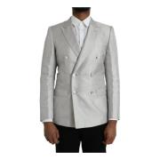 Dolce & Gabbana Silke Dubbelknäppt Blazer med Öppen Ventil White, Herr