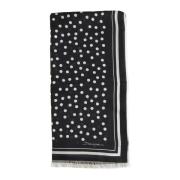 Dolce & Gabbana Polka Dot Scarf med Logo Print Black, Dam