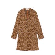 Maliparmi Jacquard Dustcoat med Speciella Knappar Brown, Dam