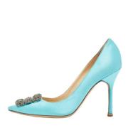 Manolo Blahnik Pre-owned Pre-owned Satin klackskor Blue, Dam